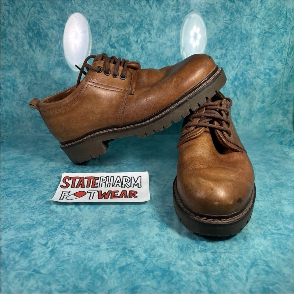 VTG Johnson & Murphy Brown Leather Lugged Sole Made In Italy Casual Shoes  7.5